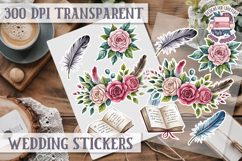 Boho sticker sheet Wedding Scrapbook PNG Love Aesthetic Product Image 1