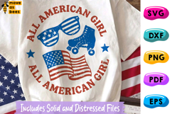 All American Girl SVG, PNG, Retro Independence Day, 4th July Product Image 1