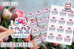 Love sticker Sheet Valentine Day Cute Animals Quote PNG Product Image 1