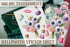 Halloween sticker sheet Creepy Scrapbook PNG Funny Skulls Product Image 1