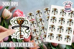 Love sticker Sheet Valentine Day Lovers Gothic Skull PNG Product Image 1