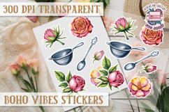 Boho sticker sheet Vibes Scrapbook PNG Love Aesthetic Flower Product Image 1
