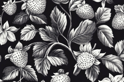 Black and White Strawberry Background Wallpaper Product Image 1