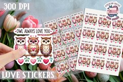 Love sticker Sheet Valentine Day Cute Animals Quote PNG Product Image 1