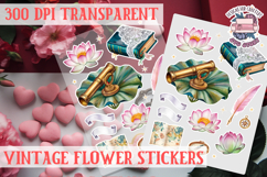 Vintage flowers sticker sheet Spring Botanical PNG Product Image 1