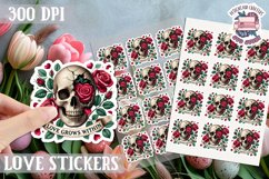 Love sticker Sheet Valentine Day Lovers Gothic Skull PNG Product Image 1