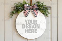 Easter Round Wood Sign Mockup - Door Wood Sign Product Image 1