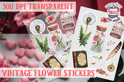 Vintage flowers sticker sheet Spring Botanical PNG Product Image 1