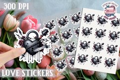 Love sticker Sheet Valentine Day Lovers Gothic Skull PNG Product Image 1