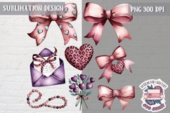 St Valentine’s Coquette Bow PNG Holidays Funny Watercolor Product Image 1