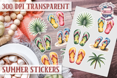 Summer Vibes sticker sheet Beach Scrapbook PNG Flowers Product Image 1