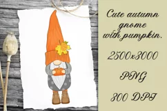 Cute autumn gnome clipart. Sublimation PNG. Product Image 1