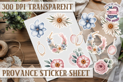Cozy sticker sheet Flowers Scrapbook PNG Provence Product Image 1