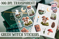 Green Witch sticker sheet Magic Scrapbook PNG Herbs Spells Product Image 1