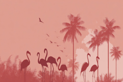 Flamingos With Tress Background Product Image 1