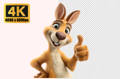 Friendly Cartoon Kangaroo Transparent PNG Product Image 1