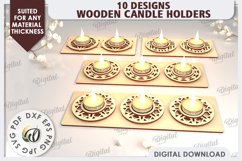 Wooden Candle Holders Laser Cut Bundle. Home Decor SVG Product Image 1
