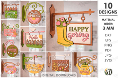 3D Spring Wall Hangers Bundle Laser Cut. Spring Sign SVG Product Image 1