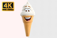 Smiling Ice Cream Cone Transparent PNG Product Image 1