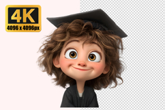Young Girl Wearing a Graduation Cap Transparent PNG Product Image 1