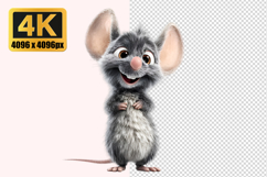 Fluffy Grey Mouse Transparent PNG Product Image 1