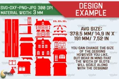 3D Santa's village Laser Cut . Xmas houses stand Decor SVG Product Image 2