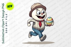 Animated Egg Character Running With Easter Egg In Clipart Product Image 1