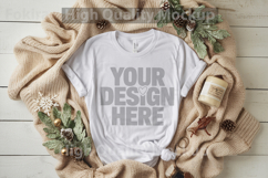 Christmas White T-shirt mockup - Christmas Background Product Image 1