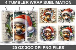 Christmas Horse Tumbler Sublimation PNG, 20 oz Tumbler Wrap Product Image 1