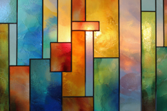 Stained Glass Geometric Design with Multicolored Background Product Image 1