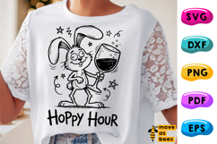 Hoppy Hour Svg, Png, Mad Rabbit &amp; Wine Glass, Adults Easter Product Image 1