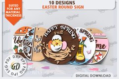 Easter Round Signs Laser Cut Bundle. Spring Round Signs SVG Product Image 2