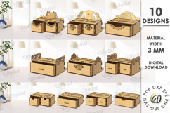 3D Wooden Jewelry Box Bundle Laser Cut. Small Gift Box SVG Product Image 1