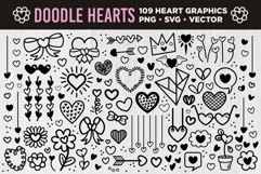 Cartoon Doodle Heart Clip Art Set Product Image 1