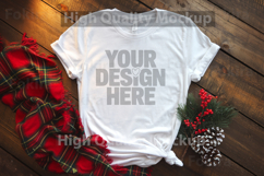 Christmas White T-shirt mockup - Christmas Background Product Image 1