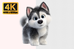 Cute Siberian Husky Puppy Transparent PNG Product Image 1