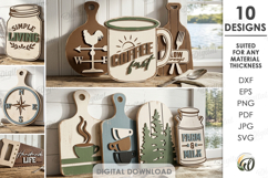 Rustic Kitchen Cutting Boards Bundle Laser Cut. Kitchen SVG Product Image 1