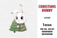 Christmas Bunny, Cute Clipart Product Image 1