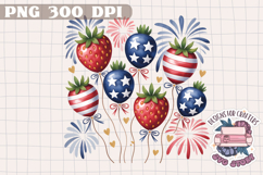 4th of July PNG Sublimation Strawberry berries Patriotic Product Image 1