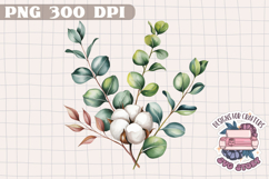 Floral Clipart Sublimation Design Eucalyptus Coton PNG Product Image 1