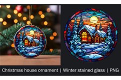 Christmas house ornament | Winter stained glass | PNG Product Image 1