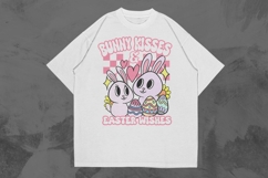 Bunny Kisses &amp; Easter Wishes Funny Easter T-shirt Design Product Image 1
