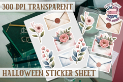 Halloween sticker sheet Creepy Scrapbook PNG Funny Skulls Product Image 1