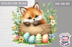Cute Easter Animal with board Sublimation Design PNG Spring Product Image 1