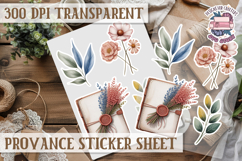 Cozy sticker sheet Flowers Scrapbook PNG Provence Product Image 1