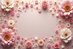 Pink White Floral Border background Product Image 1