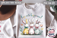 Cute Bunnies Spring Sublimation Design PNG Easter Hoop bunny Product Image 1