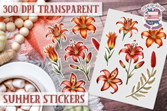 Summer Vibes sticker sheet Beach Scrapbook PNG Flowers Product Image 1