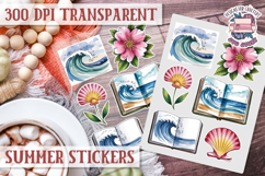 Summer Vibes sticker sheet Beach Scrapbook PNG Flowers Product Image 1