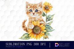 Kitten Sunflower Illustration Clipart Product Image 1
